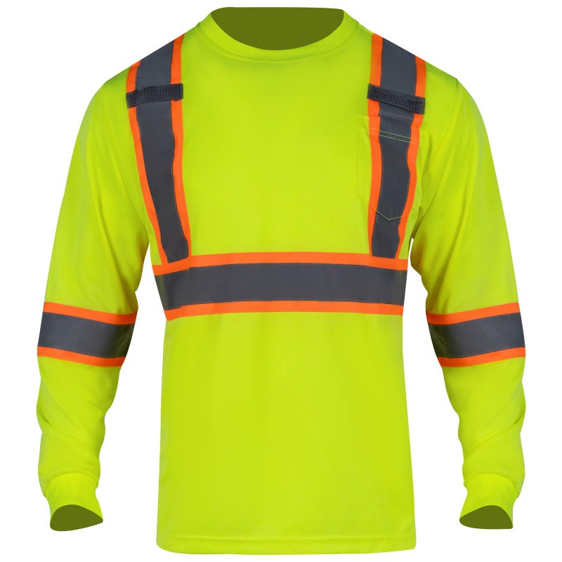 FONIRRA Long Sleeve Safety T Shirt Reflective High Visibility Construction Work Shirts ANSI Class 3 for Men(Yellow,2XL) - Image 2